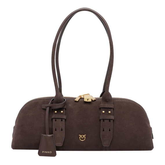 Borsa da bowling orizzontale in camoscio marrone