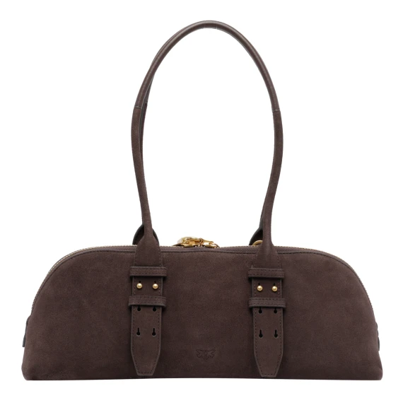 Horizontal bowling bag in brown suede PINKO