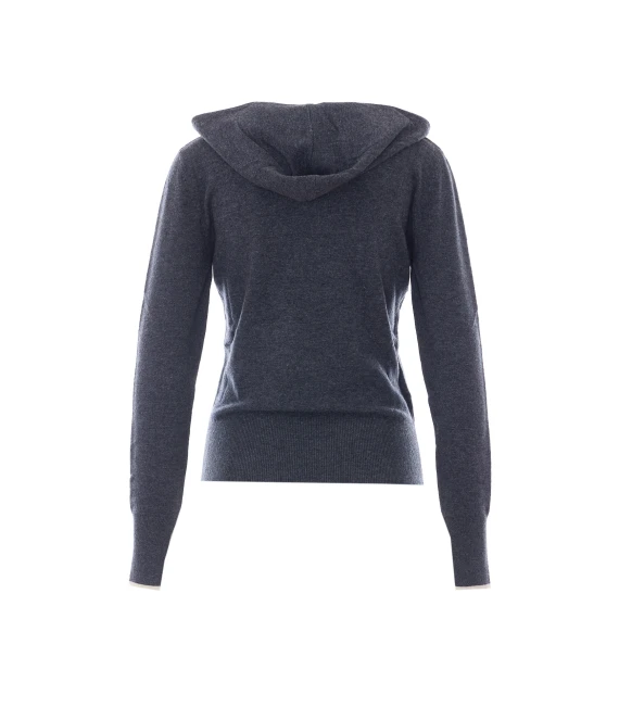 Grey knitted hoodie in wool and cashmere PINKO