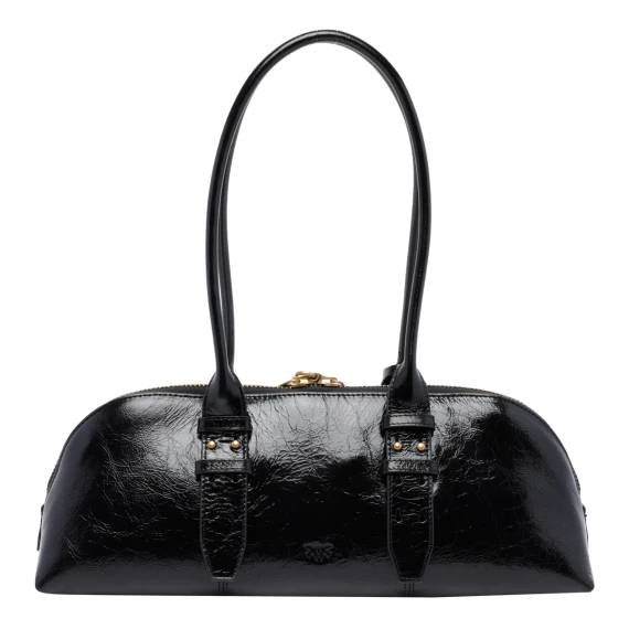 Black calf leather bowling bag PINKO