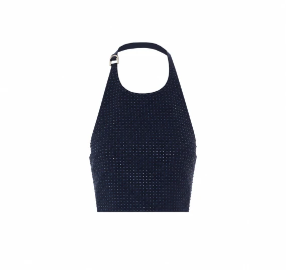 Top Arbaia blu con strass