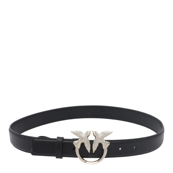 Cintura in pelle nera con strass PINKO