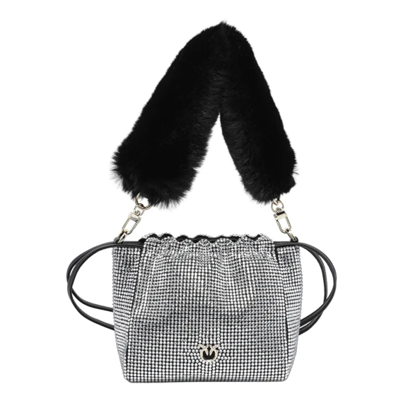 Borsa a secchiello argento in strass