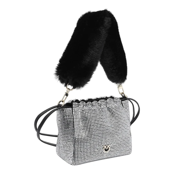 Borsa a secchiello argento in strass PINKO
