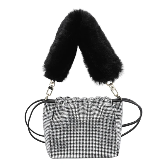 Borsa a secchiello argento in strass PINKO
