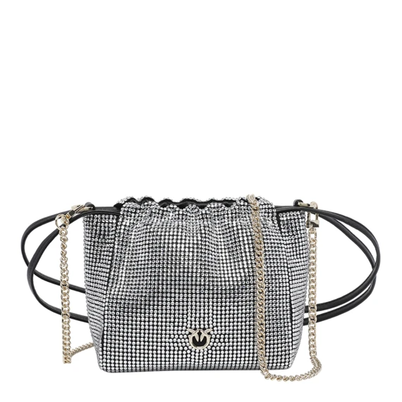 Borsa a secchiello argento in strass PINKO