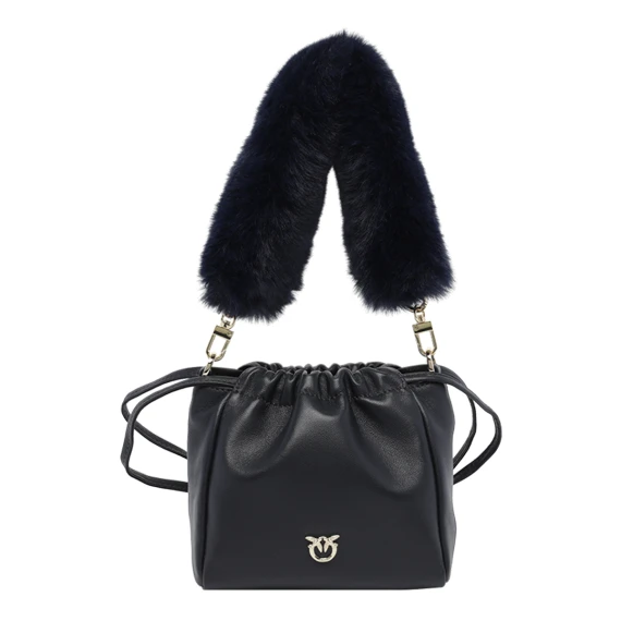 Borsa pouch in pelle nappa nera