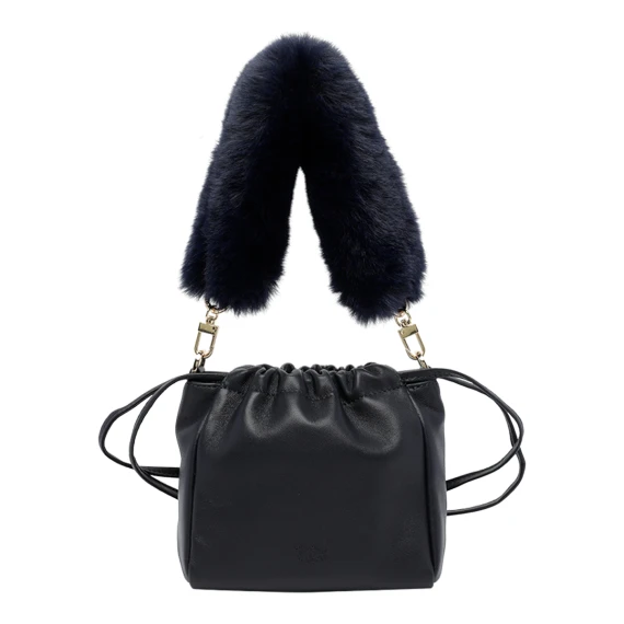 Black nappa leather pouch bag PINKO