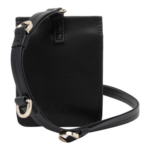 Borsa a tracolla Love Birds in pelle di vitello nera PINKO