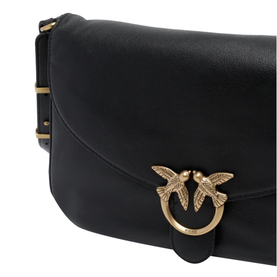 Borsa a tracolla nera con patta frontale PINKO