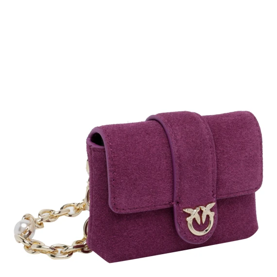 Purple calf leather neck card holder PINKO