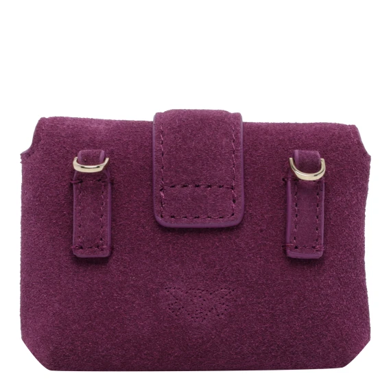 Purple calf leather neck card holder PINKO