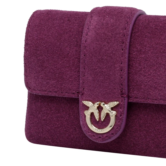 Purple calf leather neck card holder PINKO