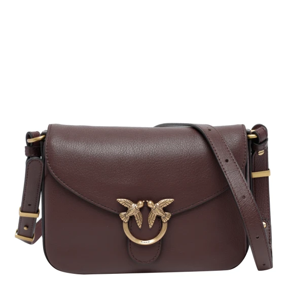 Borsa a tracolla mini in pelle di vitello marrone scuro