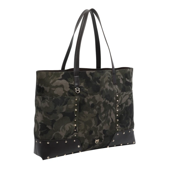 Suede Camouflage Print Shopping Bag PINKO