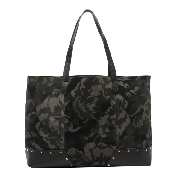 Suede Camouflage Print Shopping Bag PINKO
