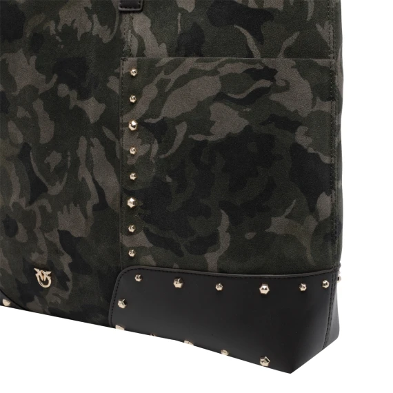 Suede Camouflage Print Shopping Bag PINKO