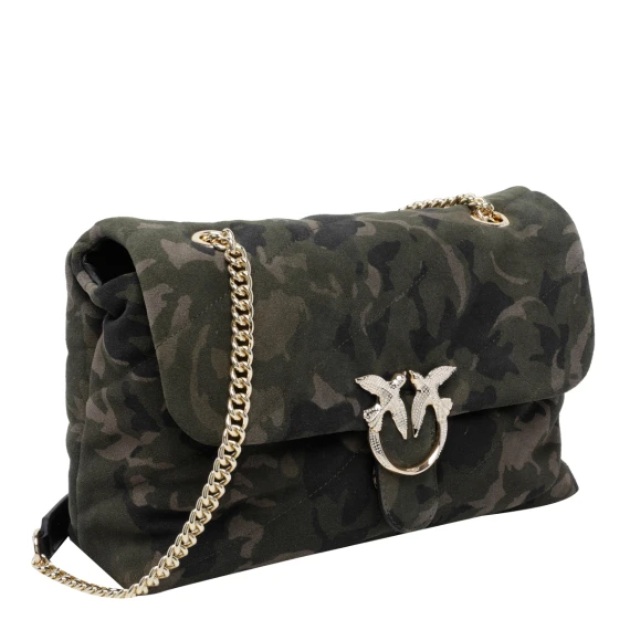 Military Green Medium Love Puff Camouflage Print Crossbody Bag PINKO