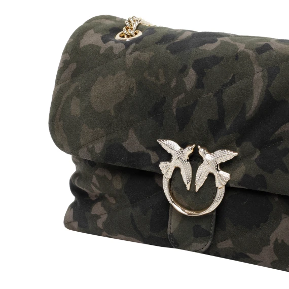 Military Green Medium Love Puff Camouflage Print Crossbody Bag PINKO