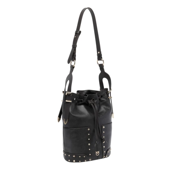 Dark brown bucket crossbody bag PINKO