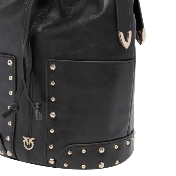 Dark brown bucket crossbody bag PINKO