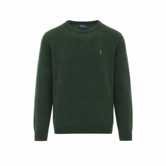 Maglia girocollo in lana d'agnello verde Polo Ralph Lauren