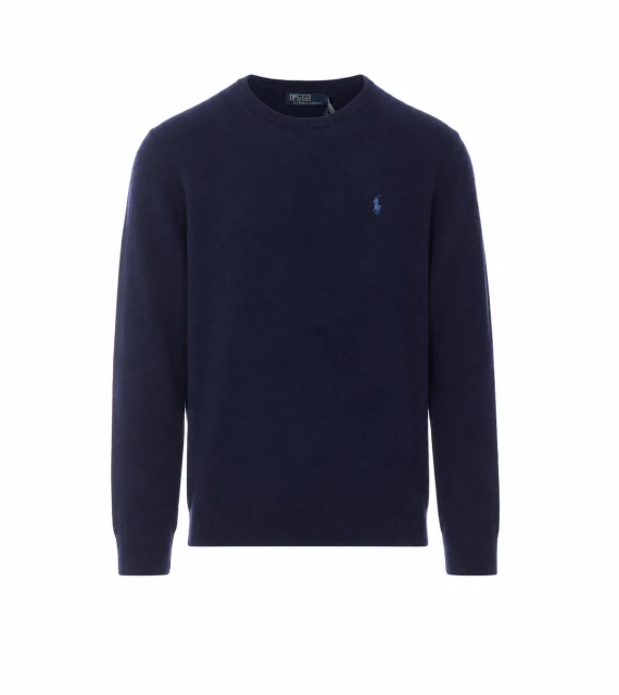 Maglione girocollo in lana blu navy