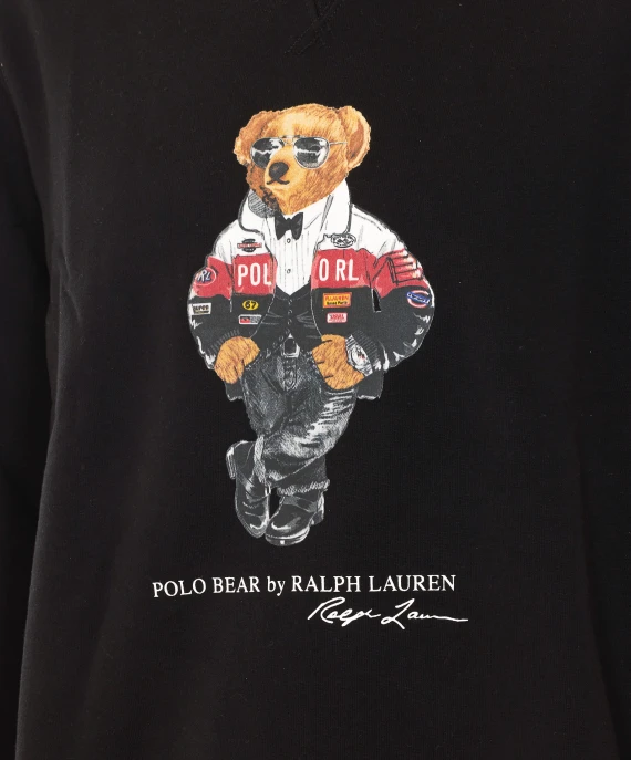 Black crewneck sweatshirt with teddy print Polo Ralph Lauren