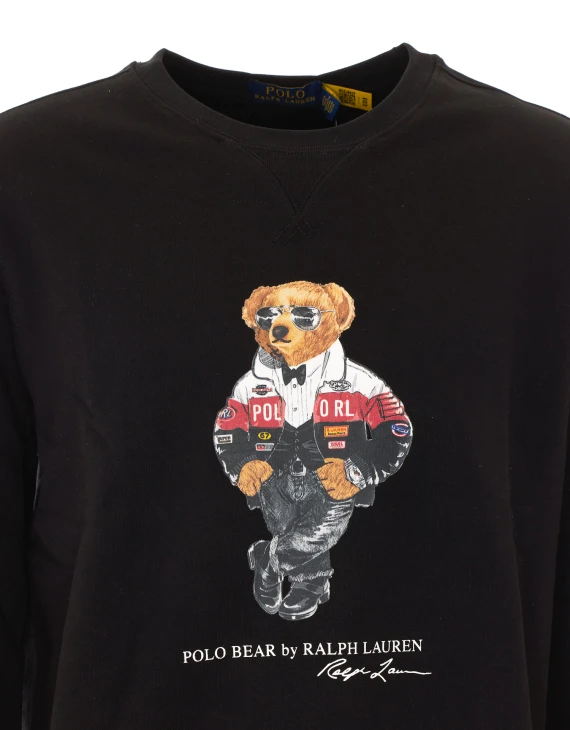 Black crewneck sweatshirt with teddy print Polo Ralph Lauren