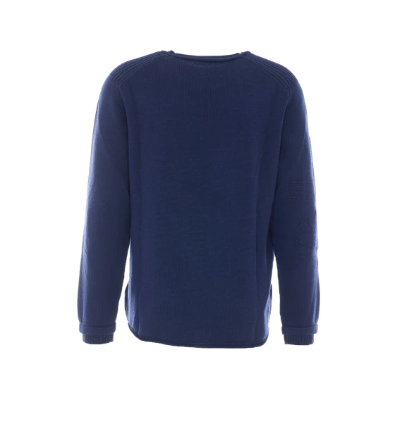 Maglione girocollo in lana merino blu Premiata