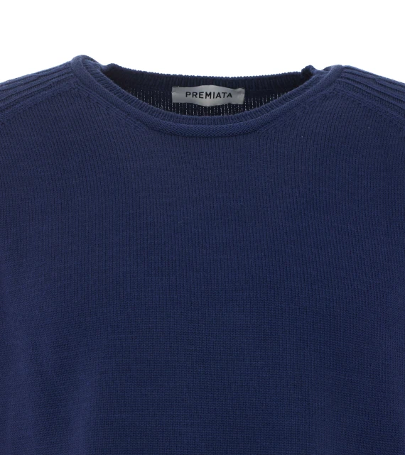 Maglione girocollo in lana merino blu Premiata