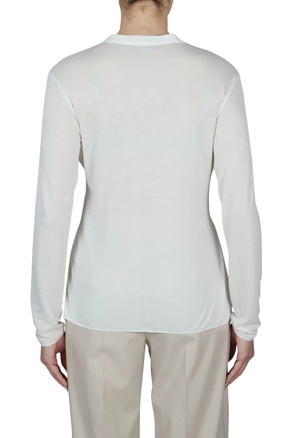 Maglia in Modal e Cashmere con colletto in Seta e Monile