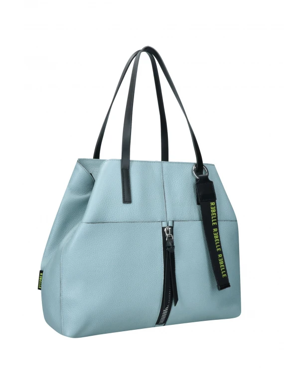 Harriett blue leather shopping bag