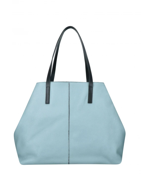 Shopping bag Harriett azzurra in pelle