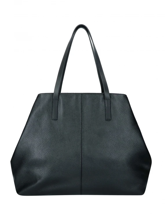 Harriett black leather shopping bag