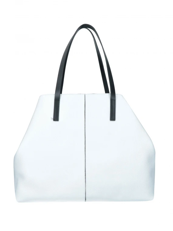 Shopping bag Cassandra bianca in pelle