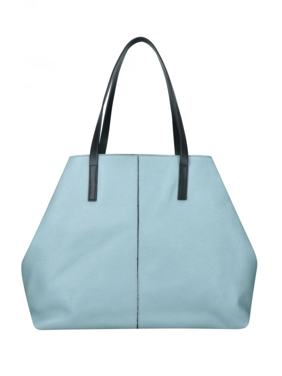 Shopping bag Cassandra azzurra in pelle