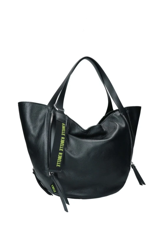 Shopping bag  Guya nero in pelle con tracolla