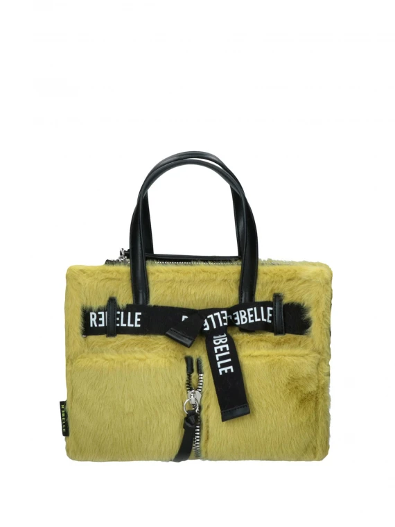 Yellow Argenta mini bag in faux fur