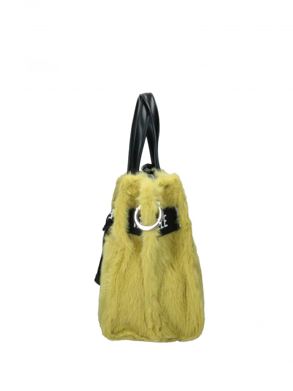 Mini borsa Argenta gialla in eco pelliccia