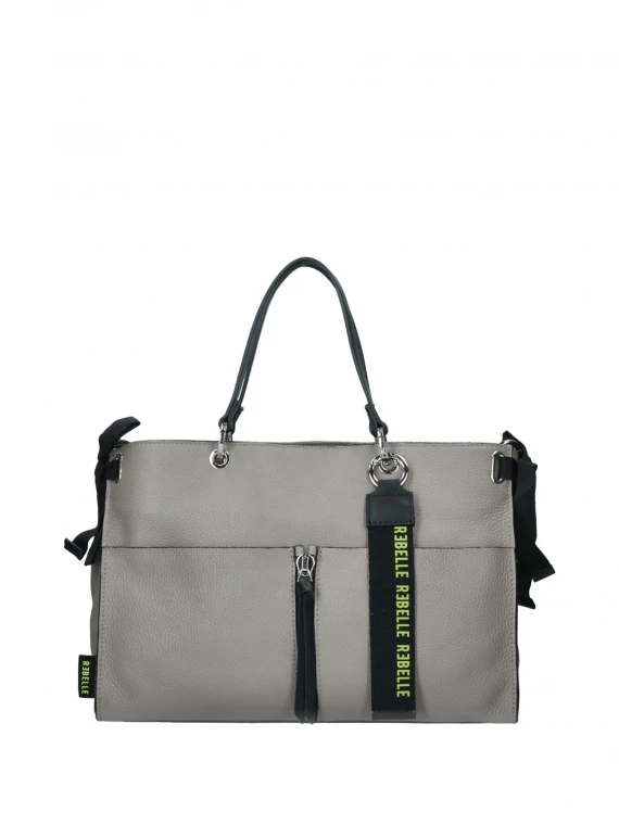 Teti gray leather shopping bag