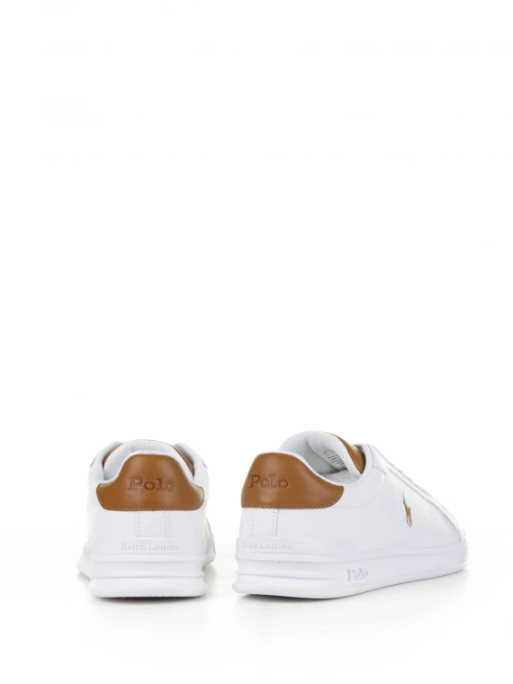 Sneaker in pelle bianco marrone con logo