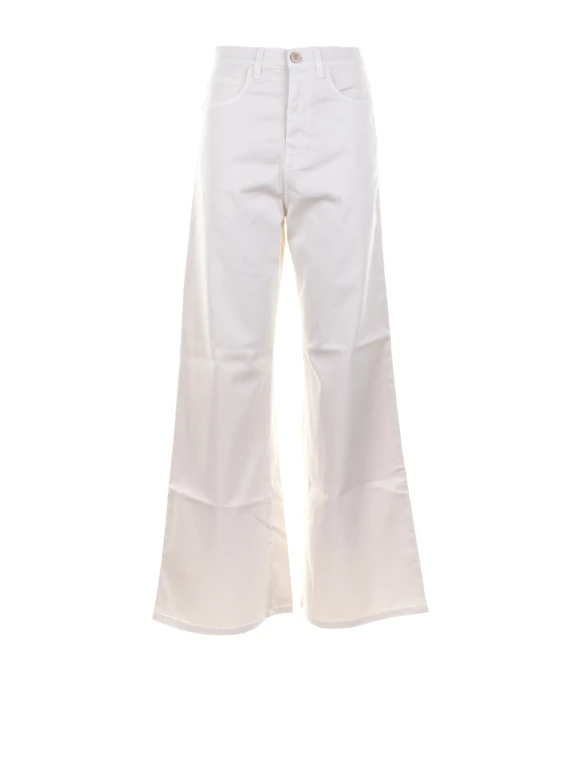 Pantalone crema 5 tasche a vita alta