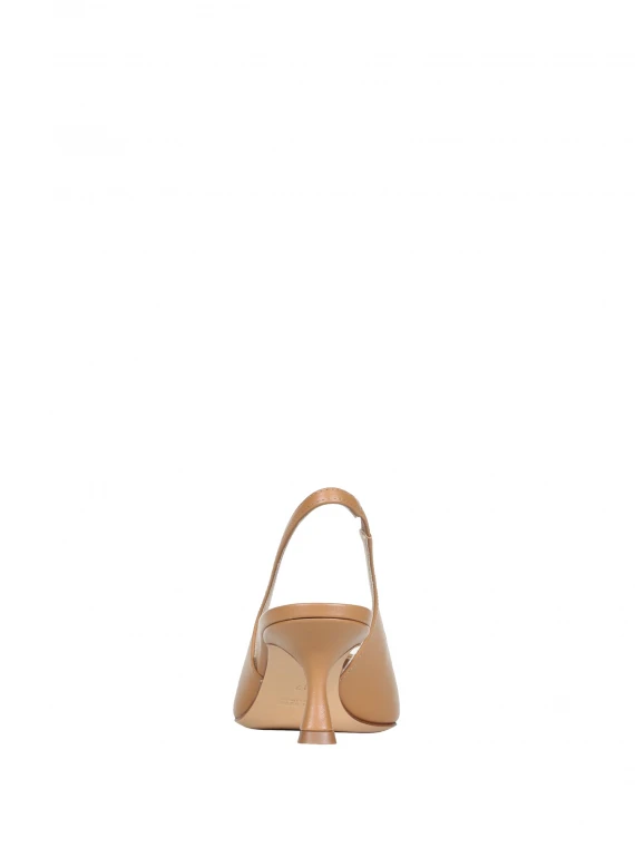 Chanel slingback in softy camel with plaque accessory