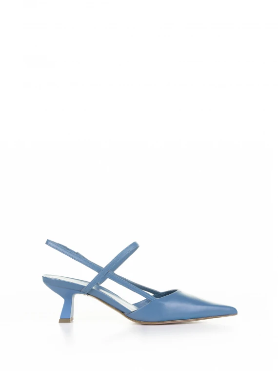 Chanel light blue nappa slingback with strap
