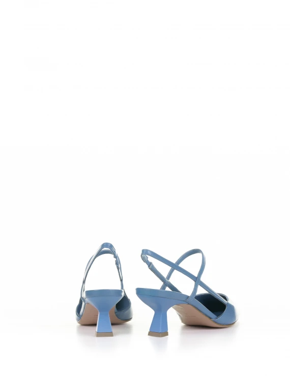 Chanel light blue nappa slingback with strap
