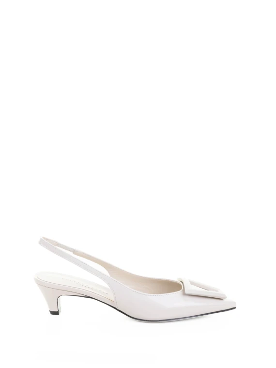Décolleté slingback a punta in spazzolato stone