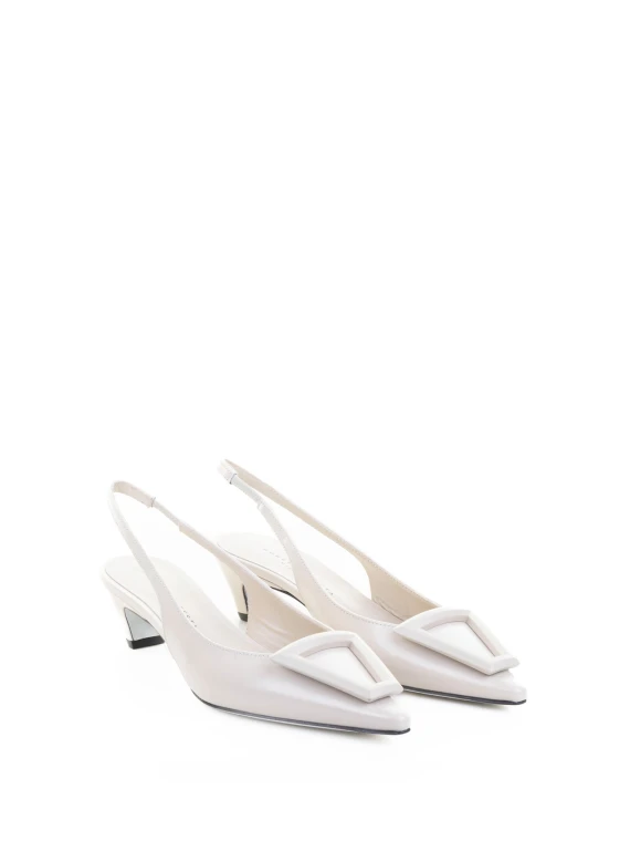 Décolleté slingback a punta in spazzolato stone
