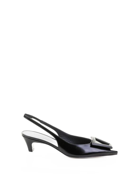 Décolleté slingback a punta in spazzolato stone