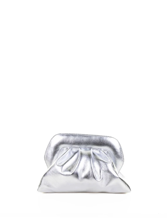 Pochette argento in pelle laminata